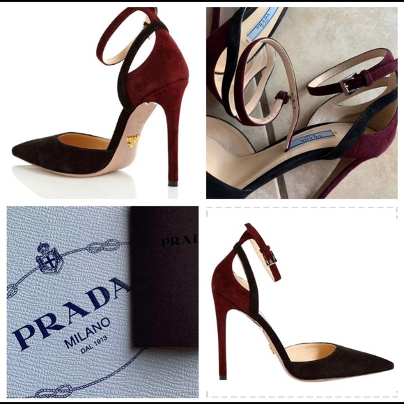 Prada Decollette Black and Burgundy Heel - Picture 1 of 8